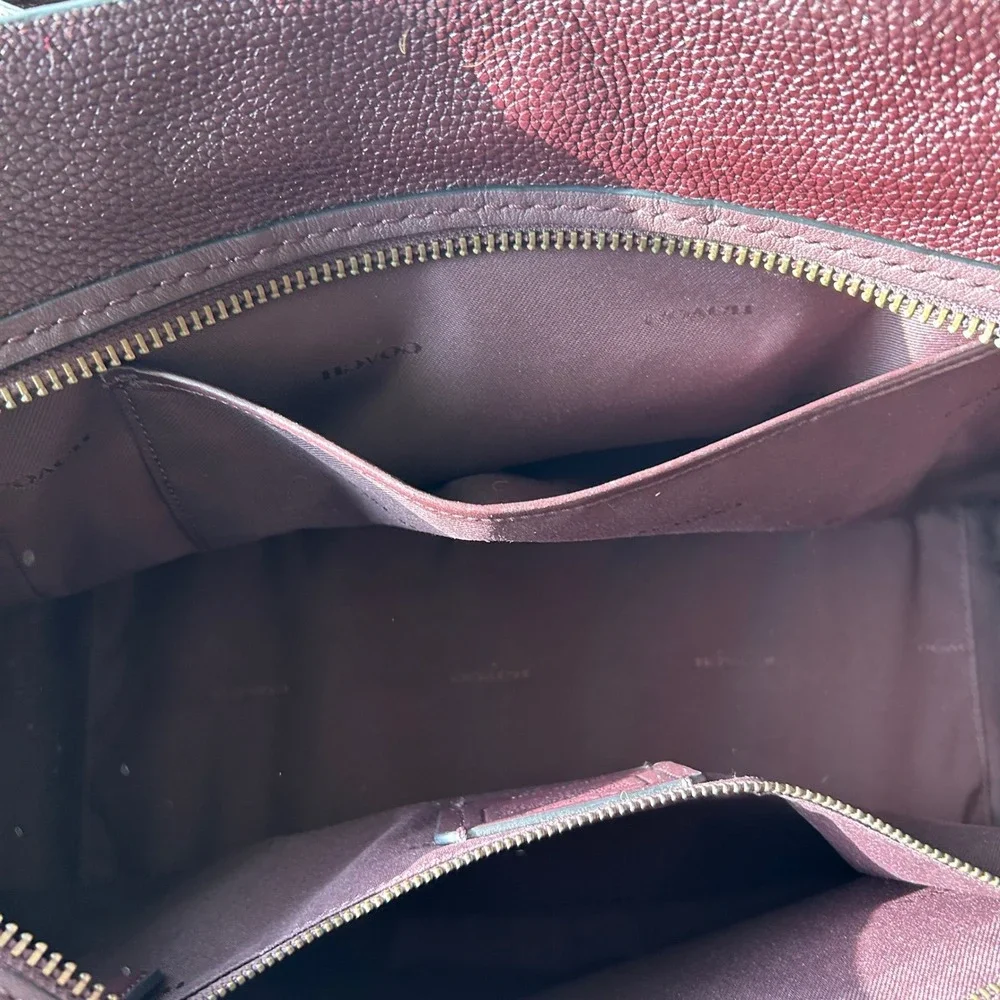 Coach Dreamer 36 Satchel Oxblood Burgundy Pebbled Leather Handbag Gunmetal Large